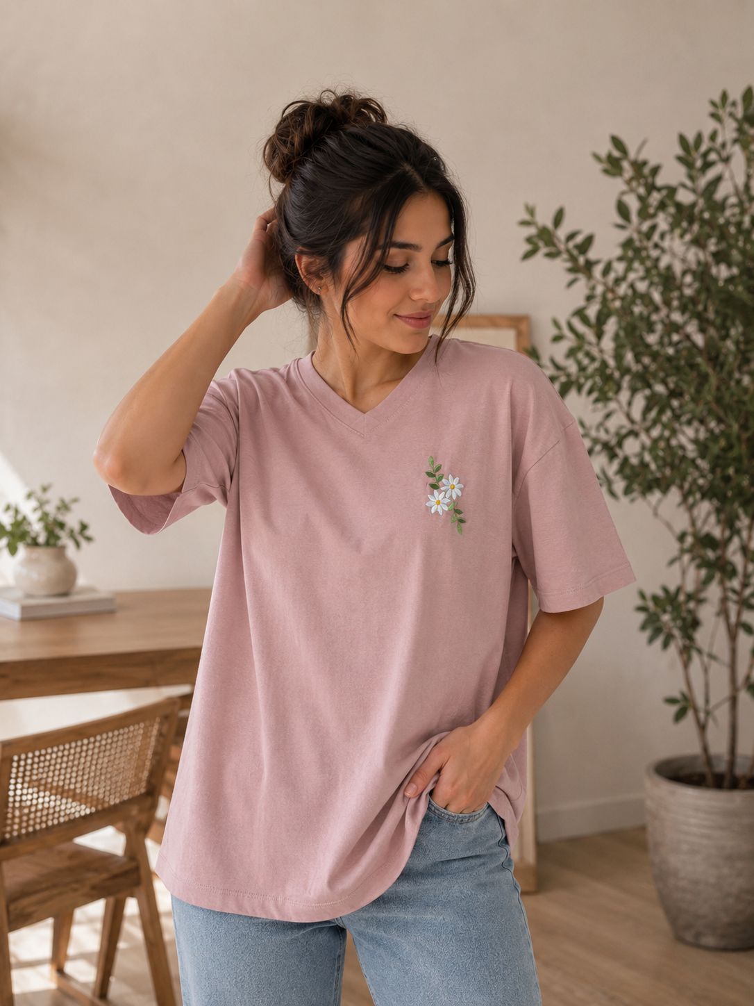 تیشرت زنانه پنبه گل