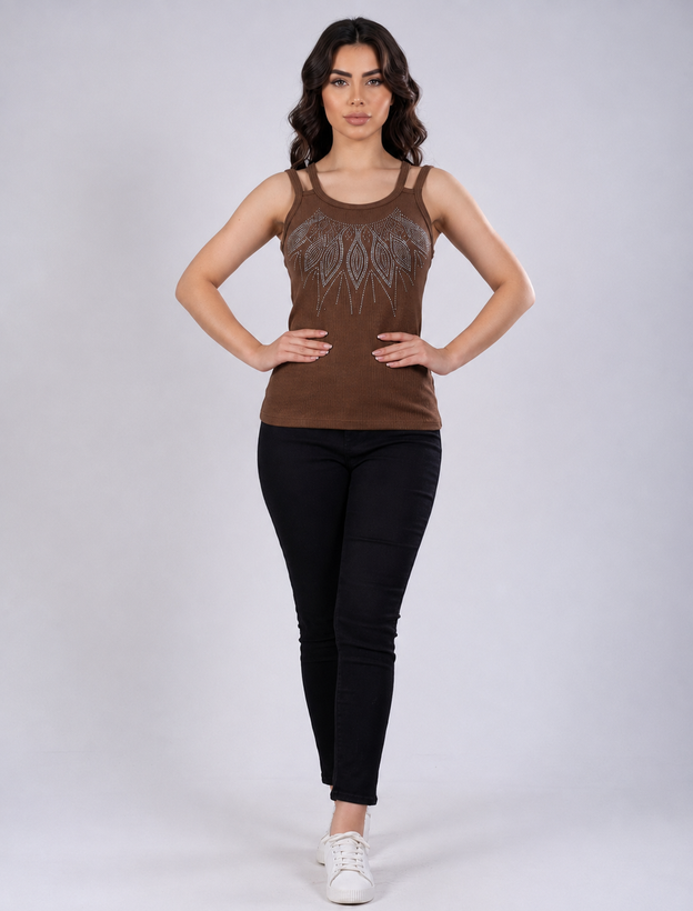 تاپ زنانه کبریتی نگیندار طرح برگ